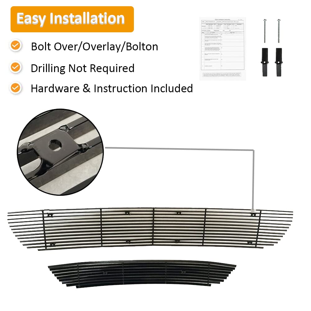 2015-2019 Dodge Charger SXT Front Black Grille Grill Insert Combo - Compatible with Non-Adaptive Cruise Control Models | Perfect for Car Upgrades & Customization