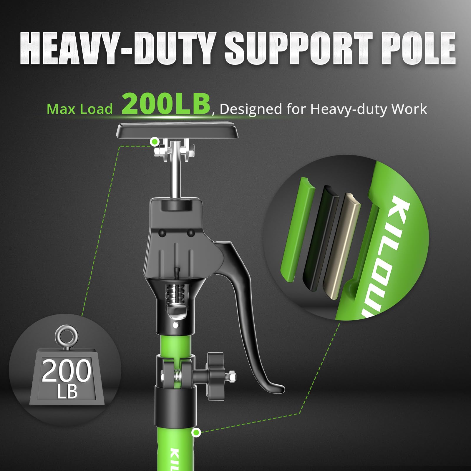 Steel Telescopic Cabinet Jack Support Pole (15.8-23.6 Inches) - Heavy Duty 200 LB Capacity Quick Support Rod - 2-Pack for Drywall Installation, Cargo Securing & Third Hand Tool Support - Perfect for Home Renovation, Construction & Moving Assistance