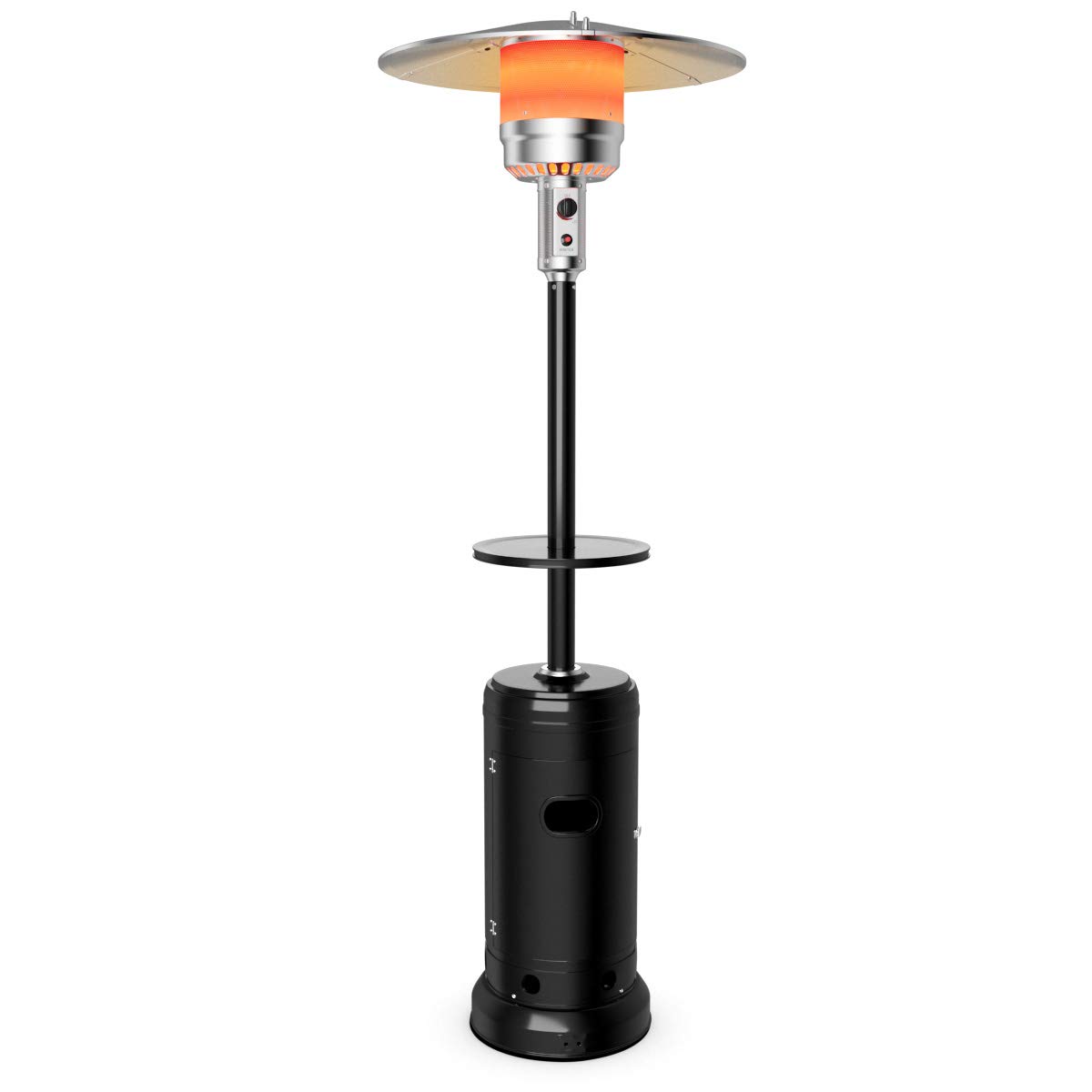 50,000 BTU Portable Propane Patio Heater with Wheels & Shelf Tabletop - Stainless Steel Burner, Auto Shut Off & Tip-Over Protection - Outdoor Heating for Backyard, Deck, Garden & Restaurant Use
