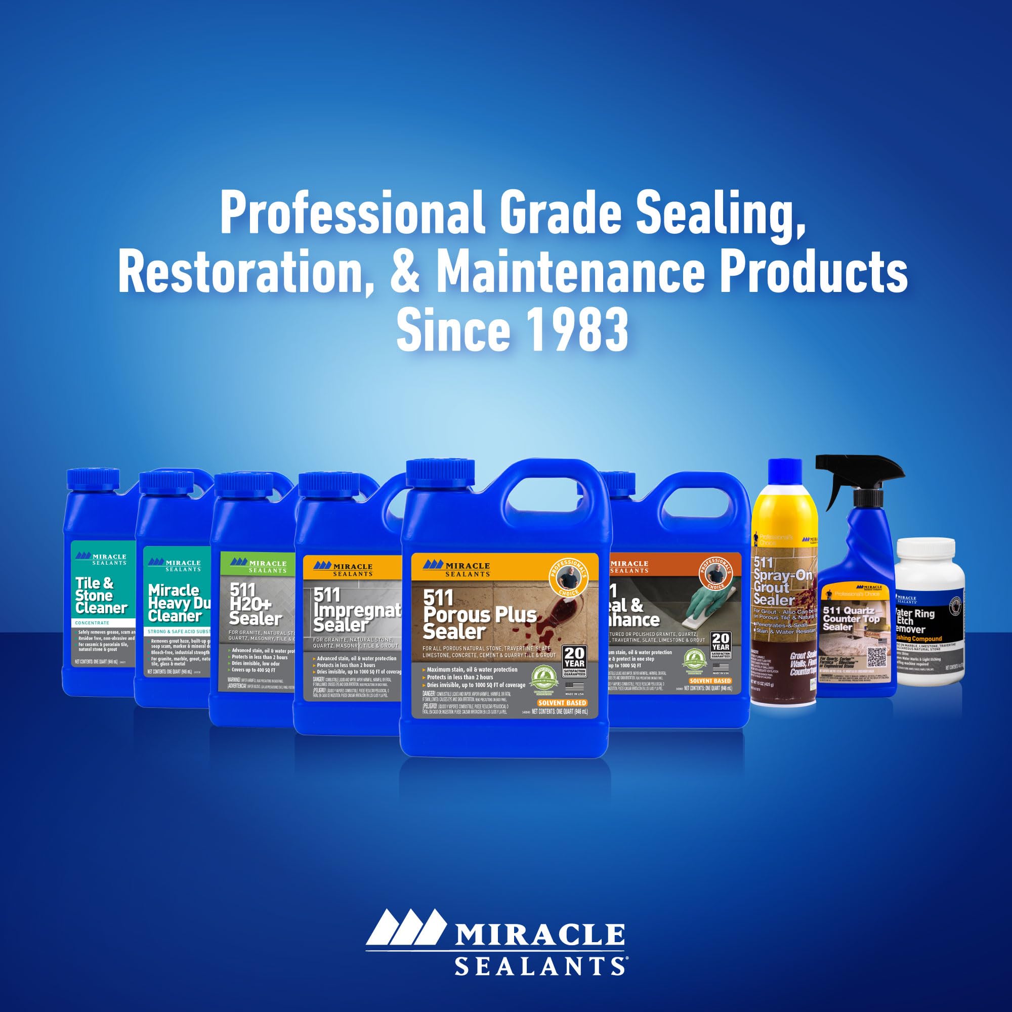 Miracle Sealants TSC4GAL-4PK Tile & Stone Cleaner Concentrate - 4 Gallon Pack | Heavy-Duty Cleaning Solution for Ceramic, Porcelain & Natural Stone | Perfect for Bathrooms, Kitchens & Floor Maintenance