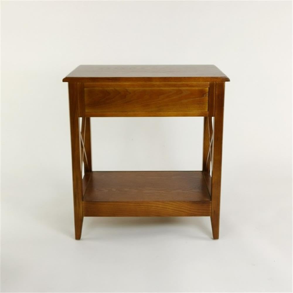 Wayborn Nightstand with Drawer - Solid Birch Wood Bedside Table, Brown - Perfect for Bedroom, Living Room, or Office Storage