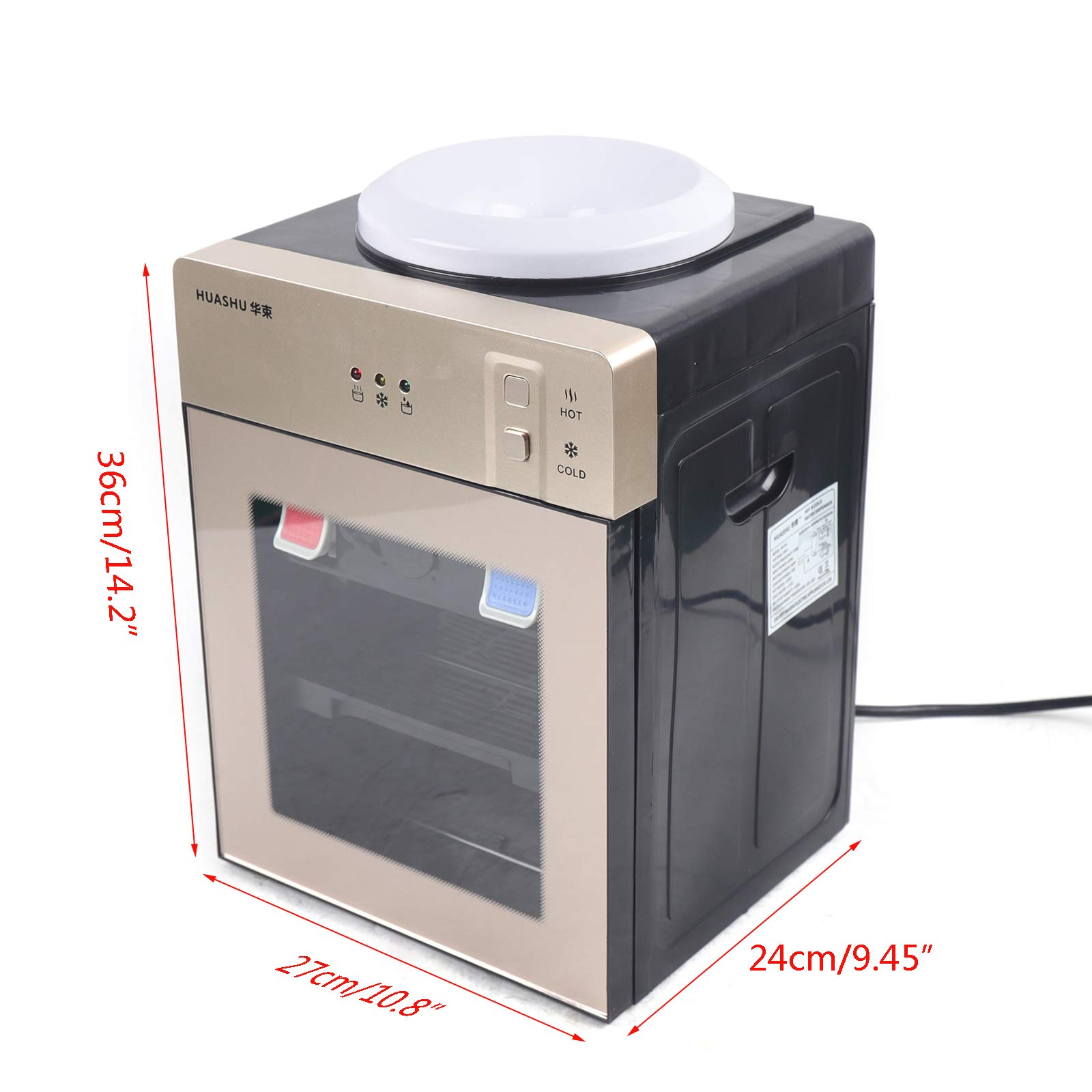 Champagne Gold Hot & Cold Water Dispenser - Freestanding Mini Desktop Water Cooler with Refrigeration for Home & Office | Perfect for Kitchen, Dorm, or Workspace Hydration