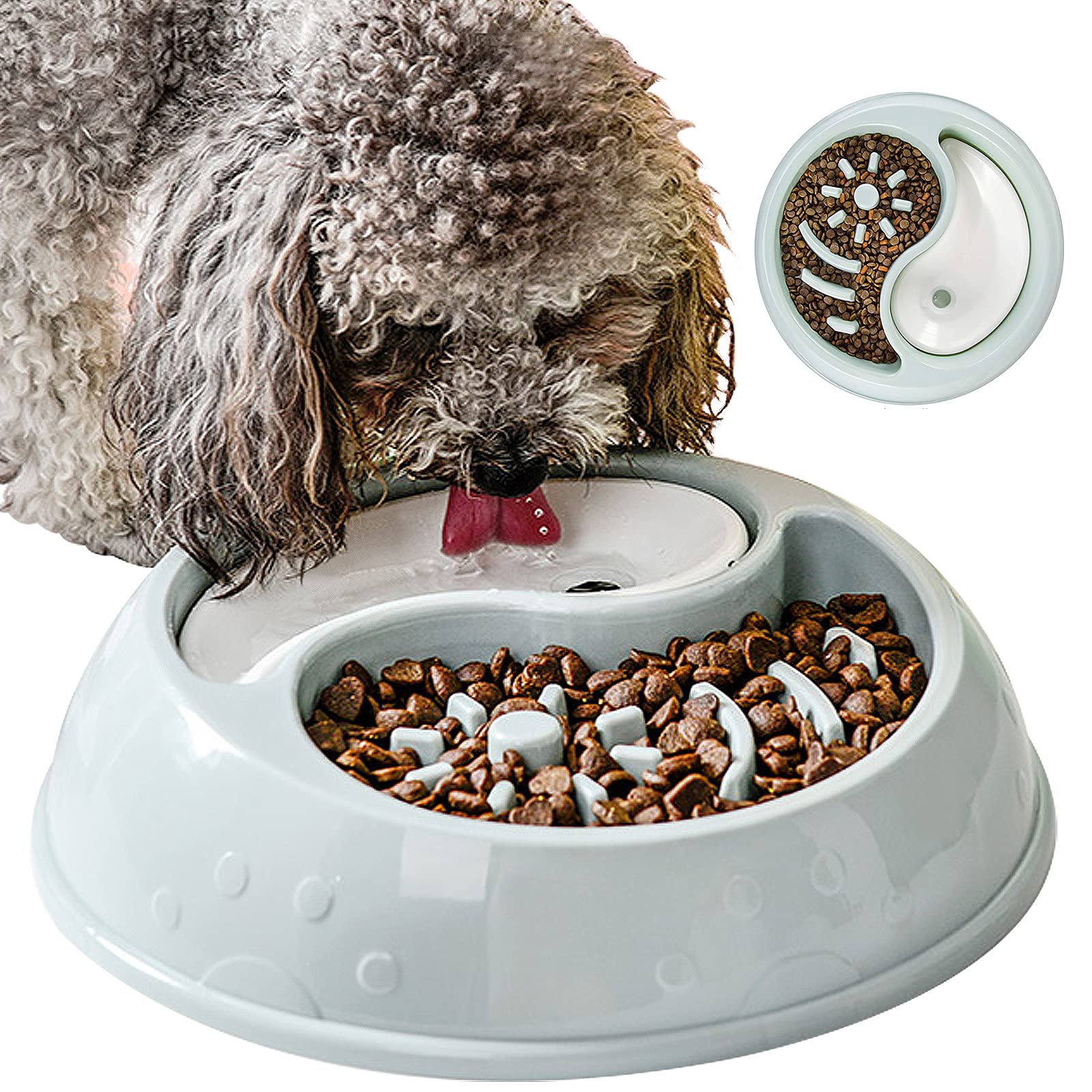 VPOER Slow Feeder Dog Bowl - Small Anti-Gulping Pet Food & Water Dish - Non-Slip, Non-Toxic Puppy Bowl for Healthy Eating - Perfect for Fast Eaters & Small Breeds (Blue) - Ideal for Mealtime Safety & Portion Control