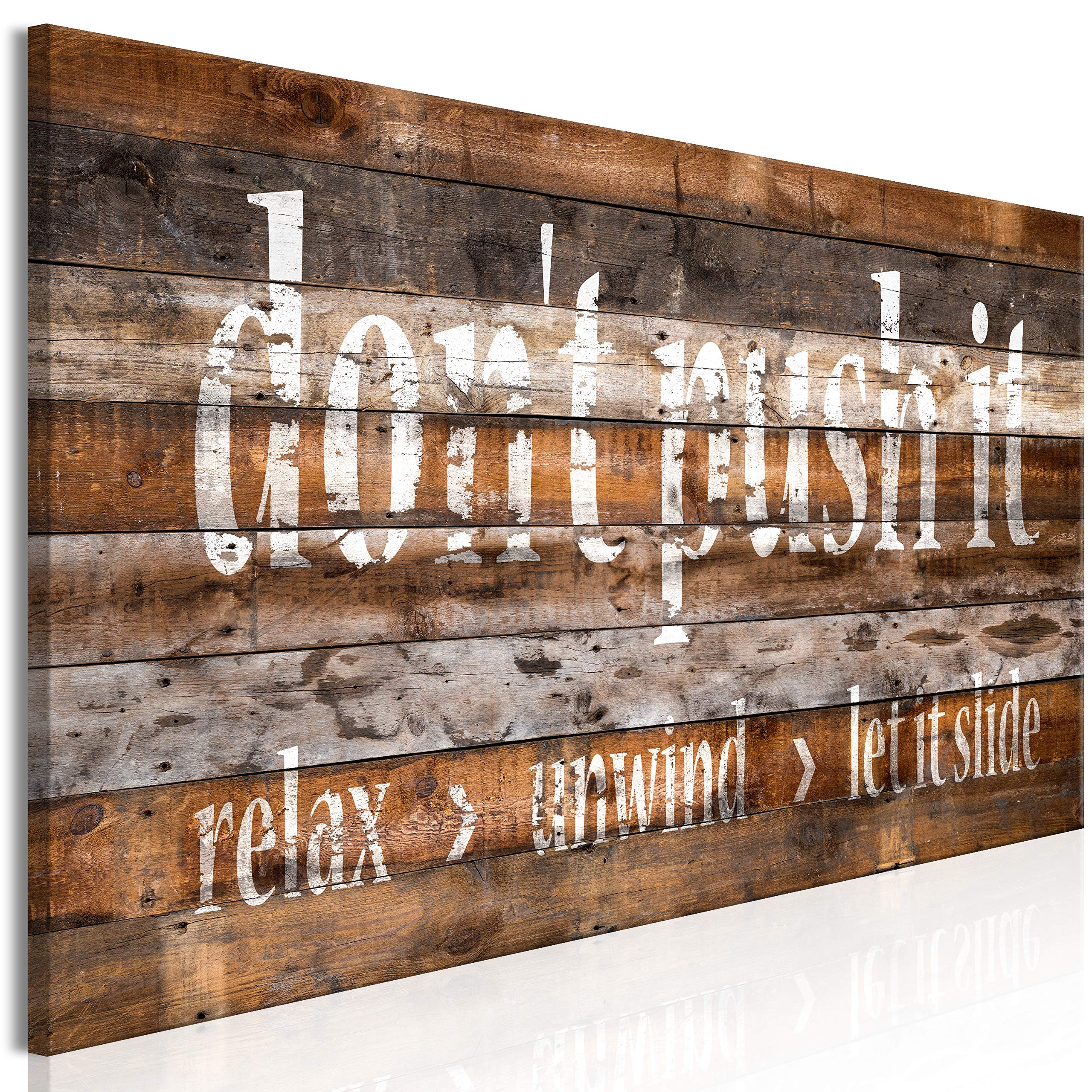 Artgeist Acoustic Canvas Wall Art Print - 'Don't Push It' Motivational Quote Soundproof Panel 53x18 inches - Decorative Sound Absorbing Artwork for Home Studio, Office & Bedroom Acoustics - Faux Wood Frame Modern Wall Decor (Style m-A-0952-b-a)