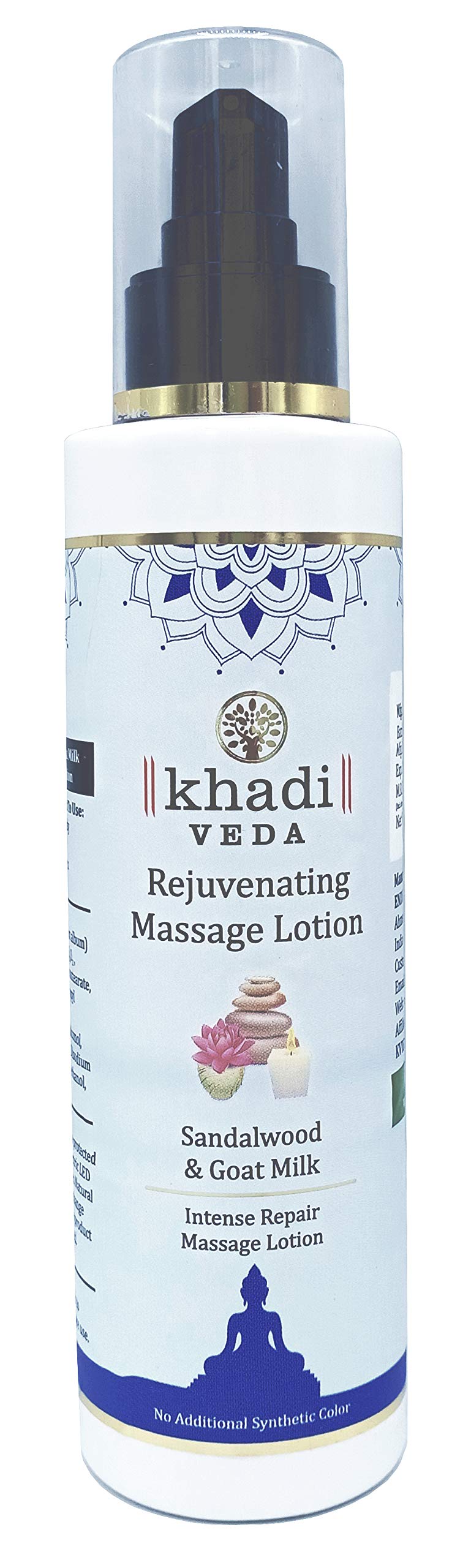 Khadi Veda Herbal Sandalwood & Goat Milk Rejuvenating Massage Lotion - 200ml | Intense Repair for Dry, Rough Skin | Deeply Nourishing Body Lotion | Treats Dryness & Improves Skin Texture | Perfect for Spa, Massage & Daily Moisturizing