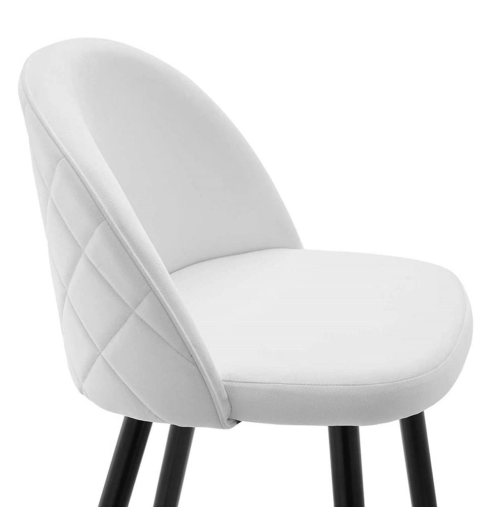Modway Cordial Performance Velvet Dining Counter Stools Set of 2 - White Velvet Bar Stools for Kitchen Island, Breakfast Nook & Modern Home Decor