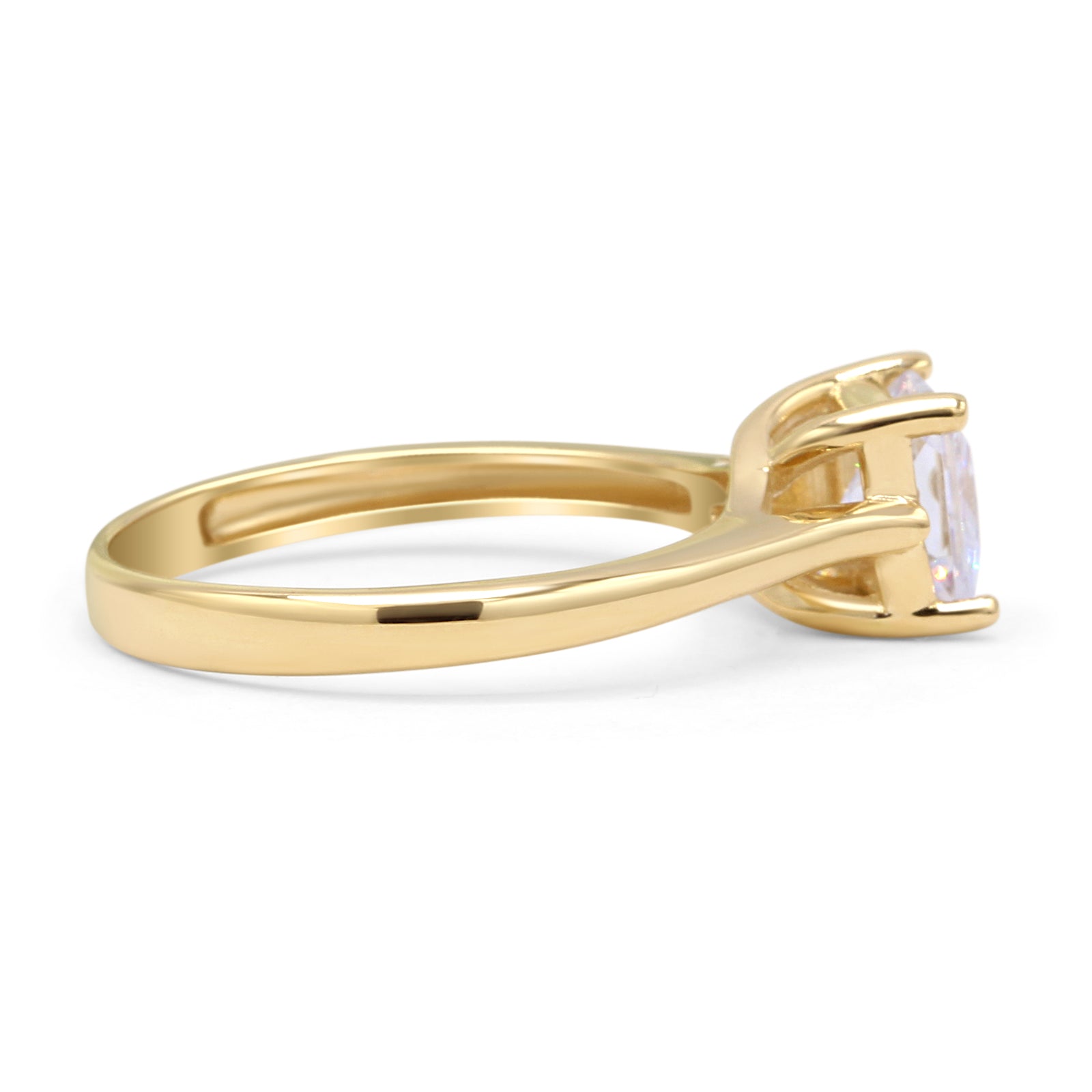14K Yellow Gold Princess Cut Cubic Zirconia Solitaire Ring for Women - Elegant Engagement, Wedding, Anniversary Jewelry Gift