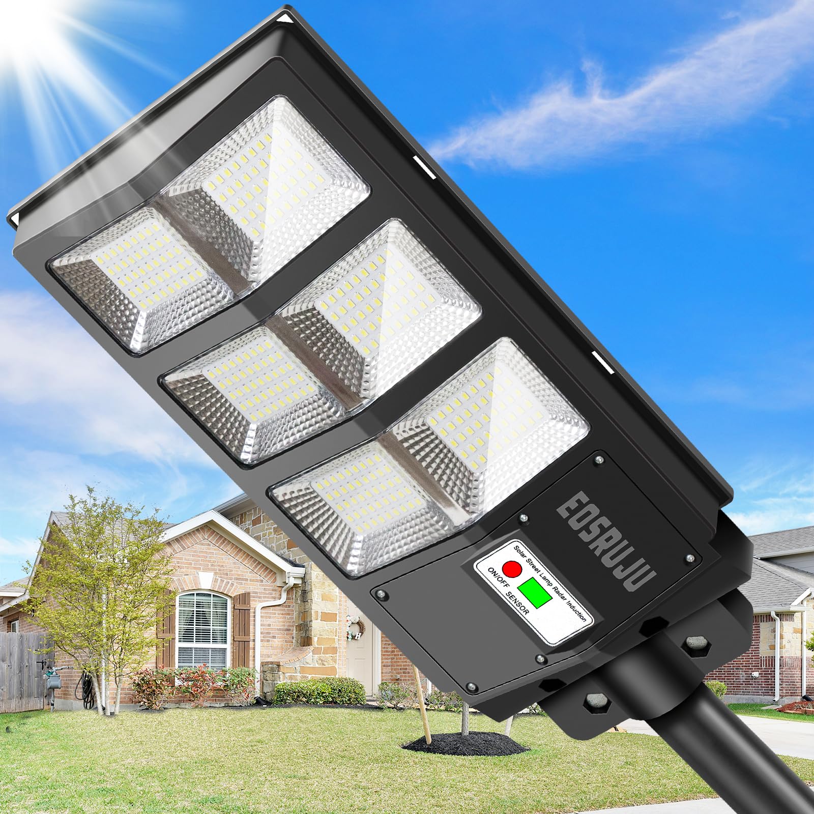 High Power 30000LM 6500K Solar Street Lights Outdoor Waterproof - Motion Sensor & Remote Control Solar Parking Lot Lights for Dusk to Dawn Lighting - Wide Angle Solar Lights for Yard, Patio, Driveway, Garden (Perfect for Security & Energy-Efficient Outdoor Lighting)