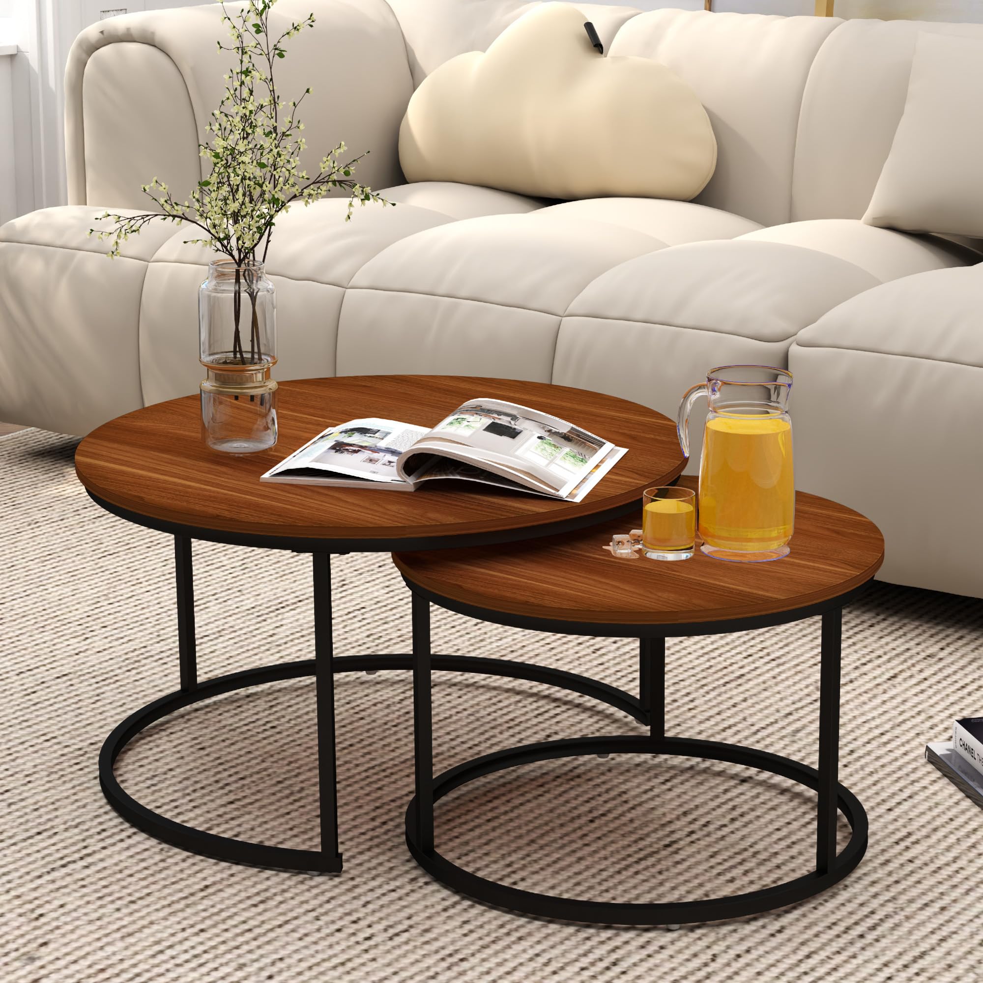 2-Piece Round Nesting Coffee Table Set - 31.5