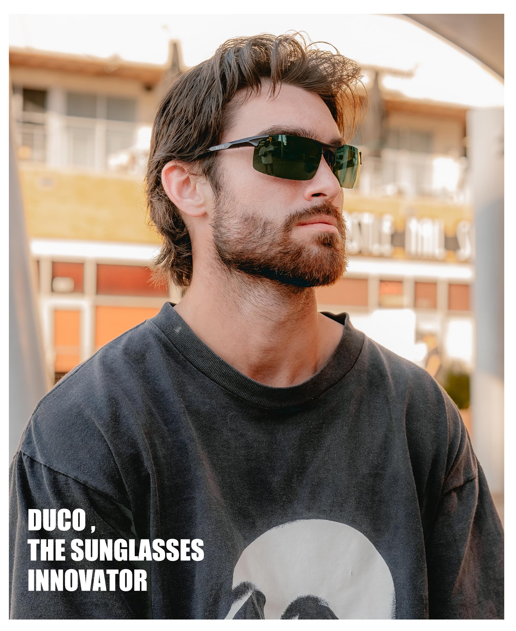 DUCO Men's Polarized Sports Sunglasses UV400 Protection - Lightweight & Shatterproof for Running, Cycling, Fishing & Outdoor Activities (Model 8177s)