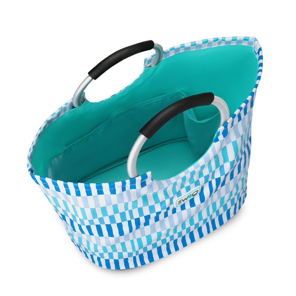 Glacier Stripe Loopi Tote Bag - Stylish Reusable Shopping Bag for Women, Eco-Friendly Grocery Tote with Pockets - Perfect for Work, Travel, and Beach Days