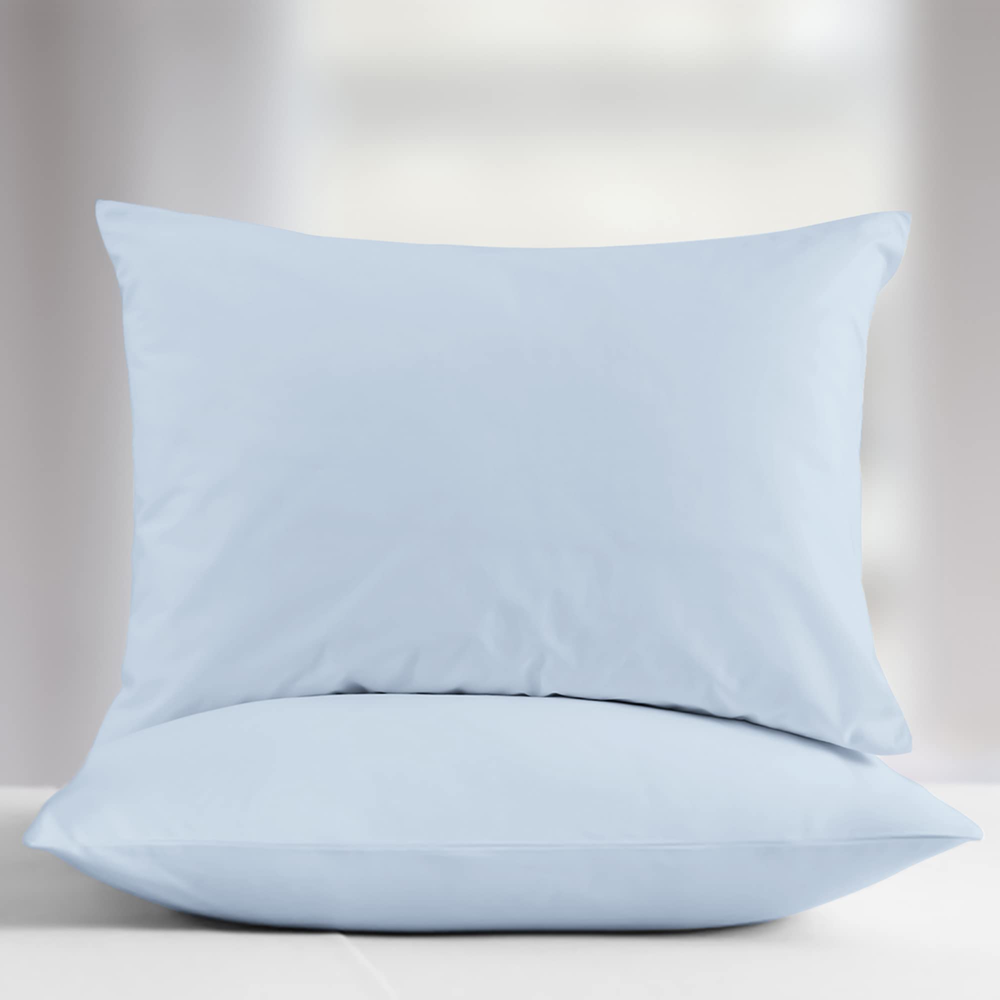 Luxury 1000 Thread Count Egyptian Cotton Pillowcases Set of 2 - Standard/Queen Size, Sateen Weave Cooling Pillow Covers for Hot Sleepers - Light Blue | Perfect for Master Bedroom, Guest Room & Hotel Style Bedding