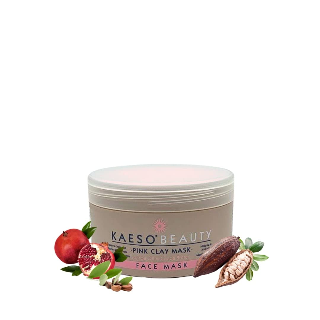 Kaeso Pink Clay Face Mask 245ml - Deep Cleansing & Detoxifying Facial Treatment for Acne, Blackheads & Oily Skin - Perfect for Spa Night & Self-Care Routine
