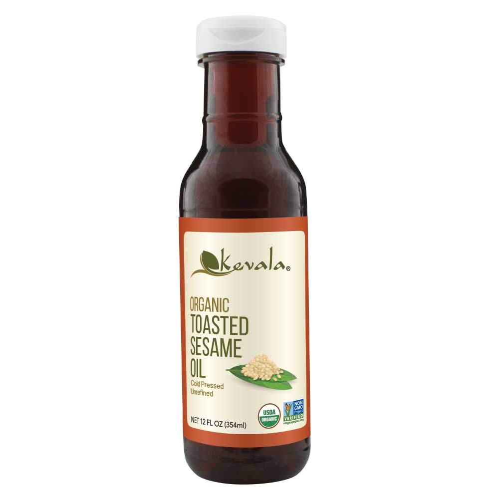 Kevala Organic Toasted Sesame Oil - 12 oz (354 ml) - Premium Roasted Sesame Seed Oil for Cooking, Stir-Fry, Salad Dressing & Asian Cuisine - Gluten-Free & Non-GMO