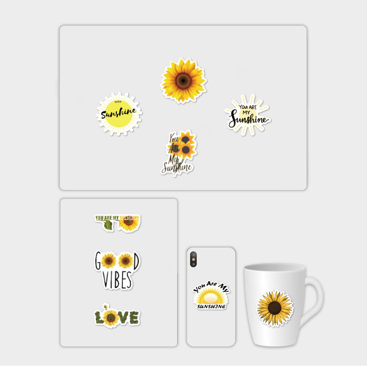 50-Pack Sunflower Stickers - Waterproof, Cute & Trendy Vinyl Decals for Teens & Girls - Perfect for Laptop, Hydro Flask, Phone, Skateboard & Travel - Extra Durable Aesthetic Stickers for School, Journals, DIY Crafts & Gift Wrapping