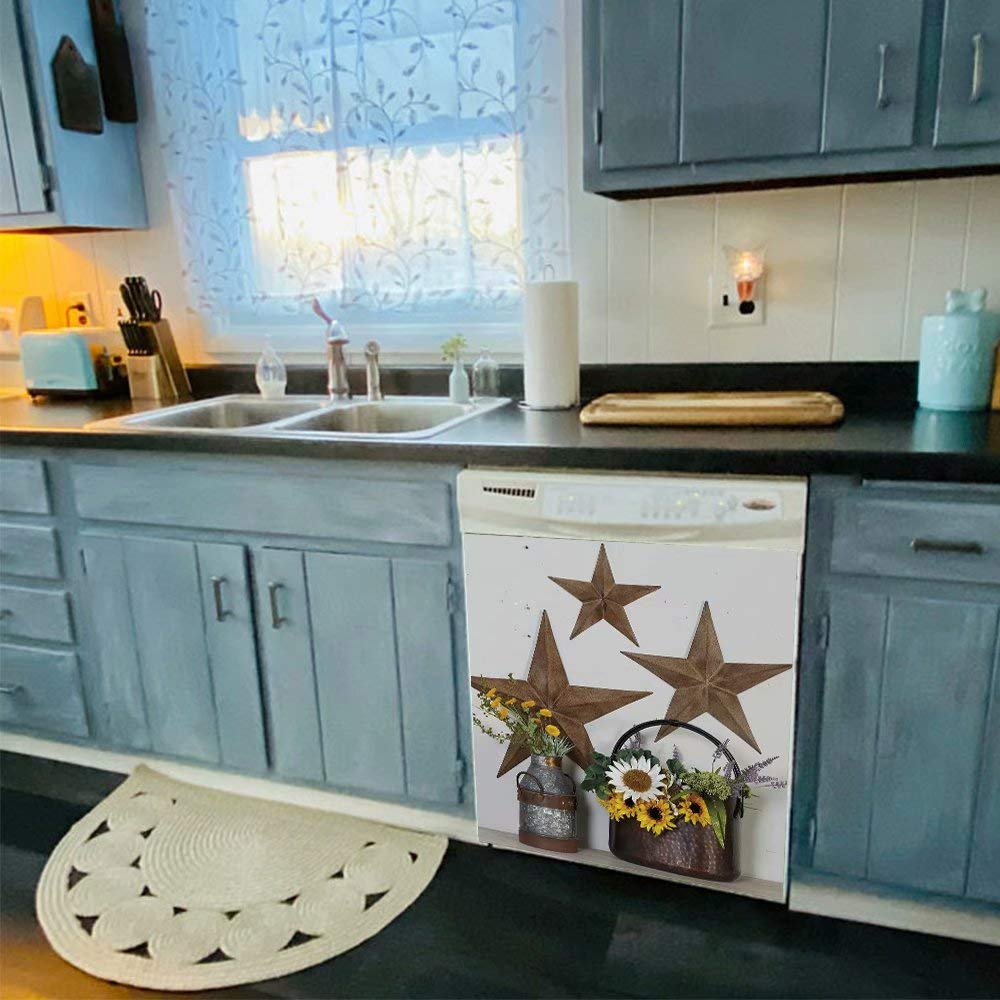Stars with Bouquet Magnetic Dishwasher Cover - 23x26 Inch Vinyl Decorative Panel Decal for Kitchen - Easy to Install & Trim - Perfect for Home Renovation & Apartment Upgrades