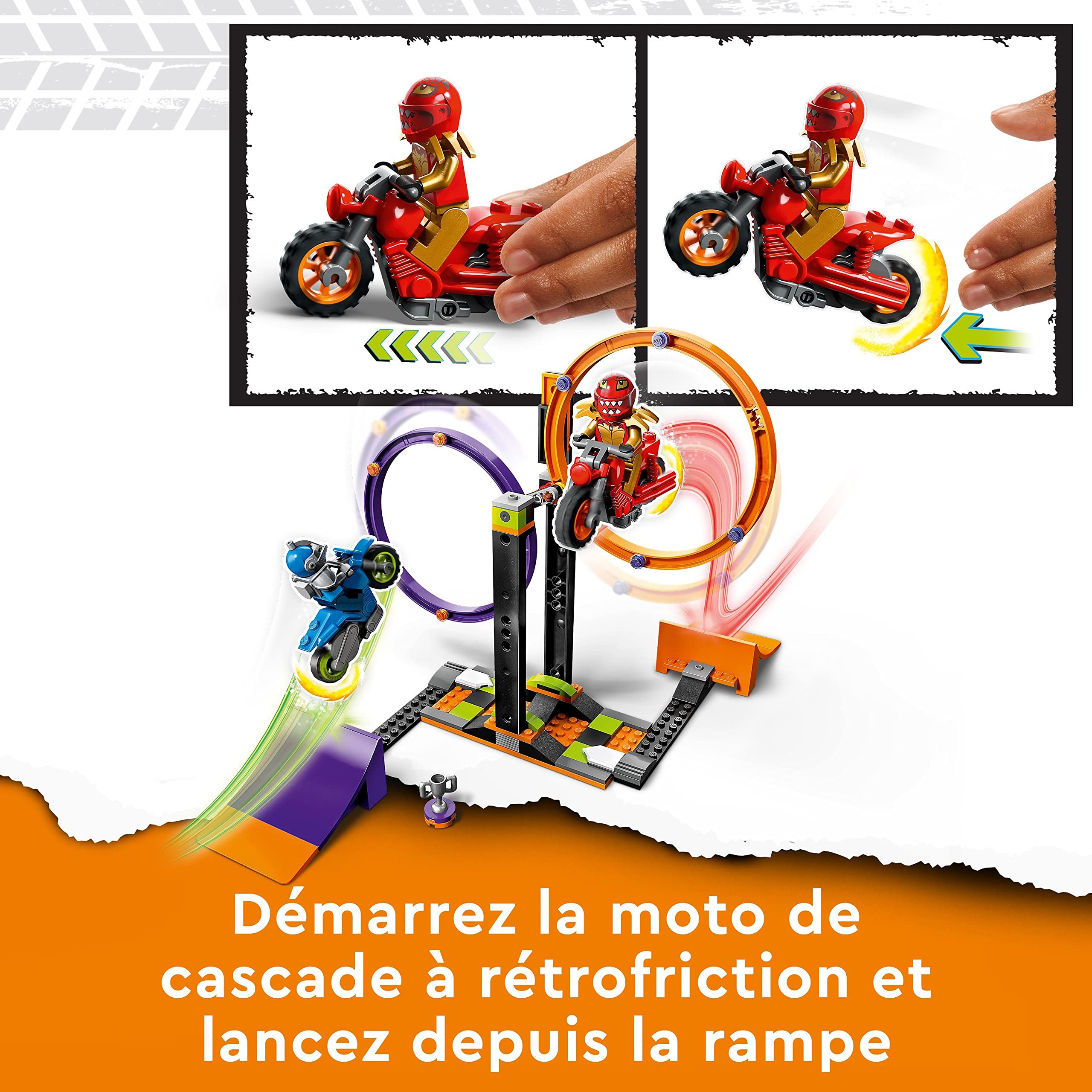 LEGO 60360 City Stuntz Bike Challenge: Rotating Circles Stunt Set with Motorcycle Toy for Kids Ages 6+, 1-2 Player Action Game - Perfect for Indoor Play, Birthday Gifts & Adventure-Themed Fun
