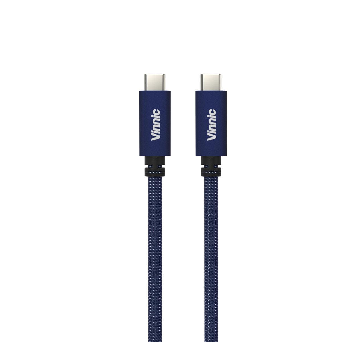Vinnic 8K 100W USB4 USB C to USB C Fast Charging Cable (6.6ft/2m) - Navy Blue | High-Speed Data Transfer & PD Charging for MacBook, iPad, iPhone 15 | Perfect for Home, Office & Travel