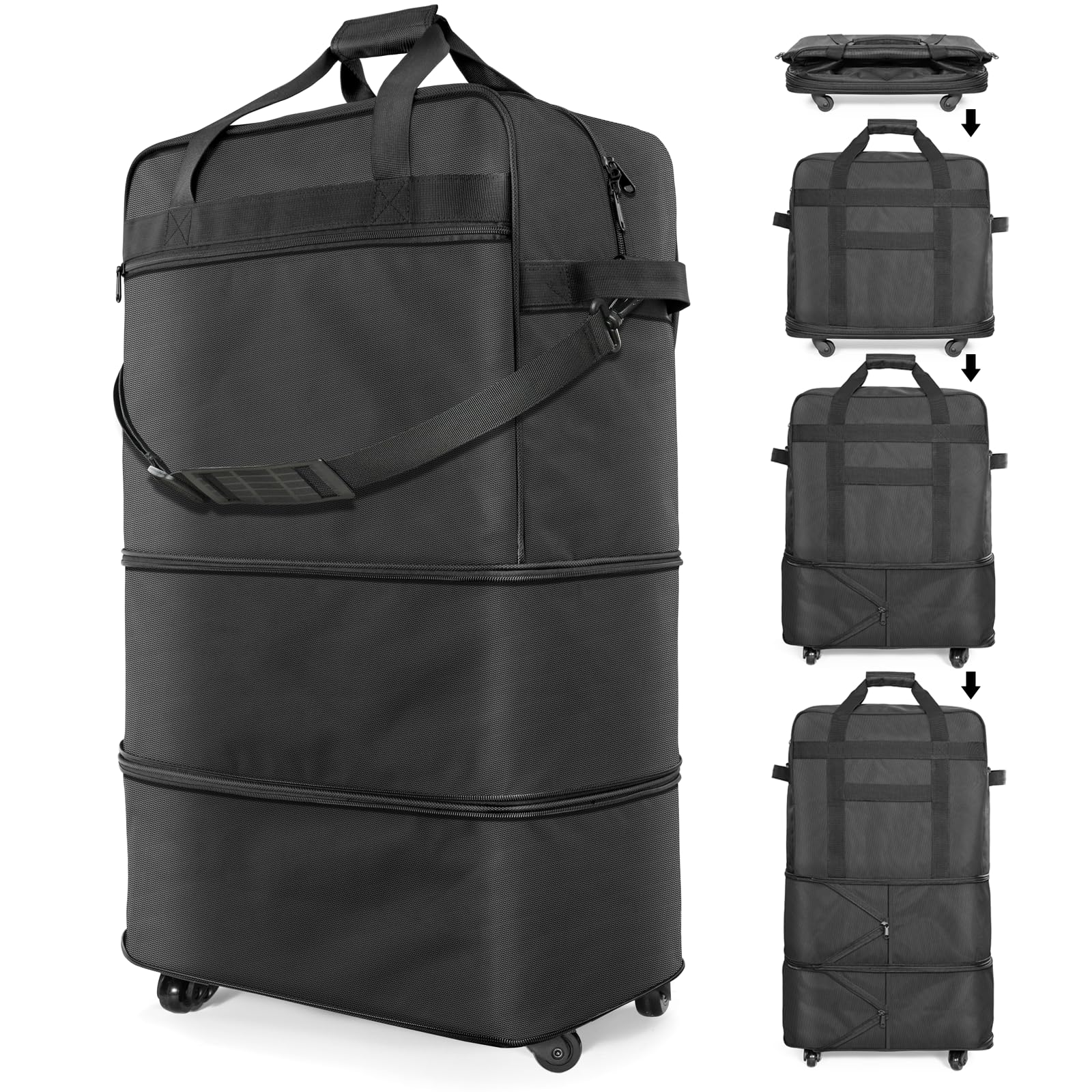 Expandable Foldable Suitcase with Wheels - Lightweight Collapsible Rolling Luggage Bag for Men & Women - Perfect for Air Travel, Weekend Getaways & Business Trips