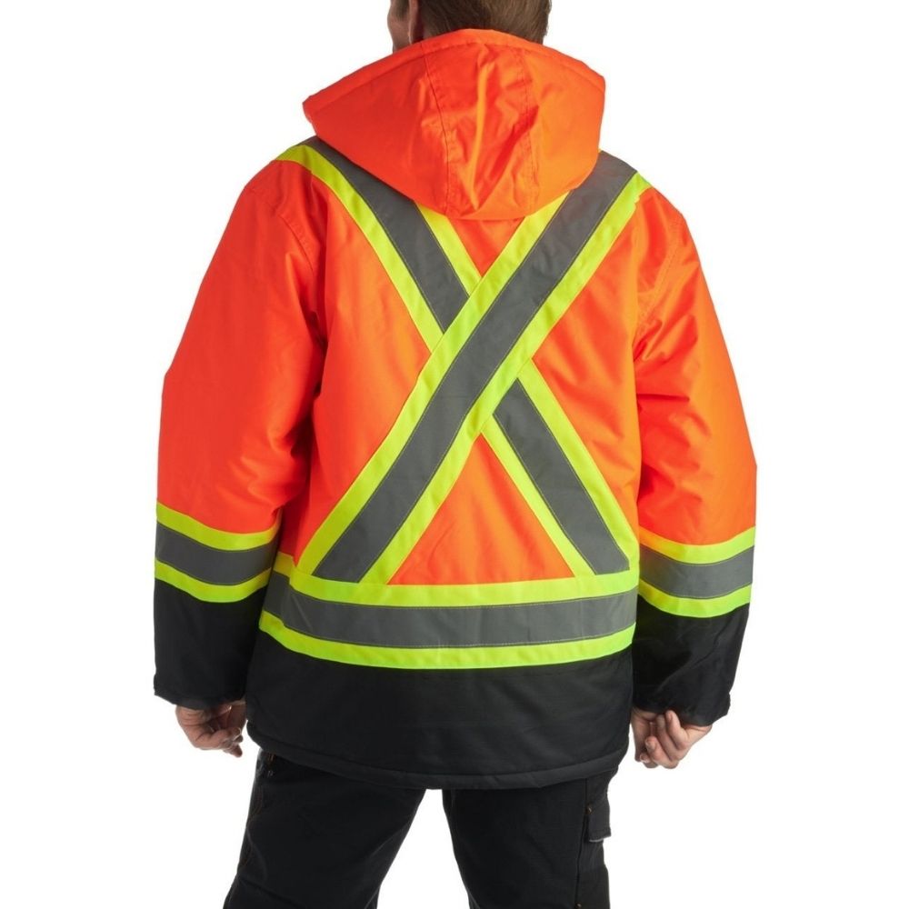 High Visibility Orange Winter Safety Parka with Lining - Terra Hi VIS 116504 - Ideal for Construction, Roadwork & Outdoor Winter Jobs