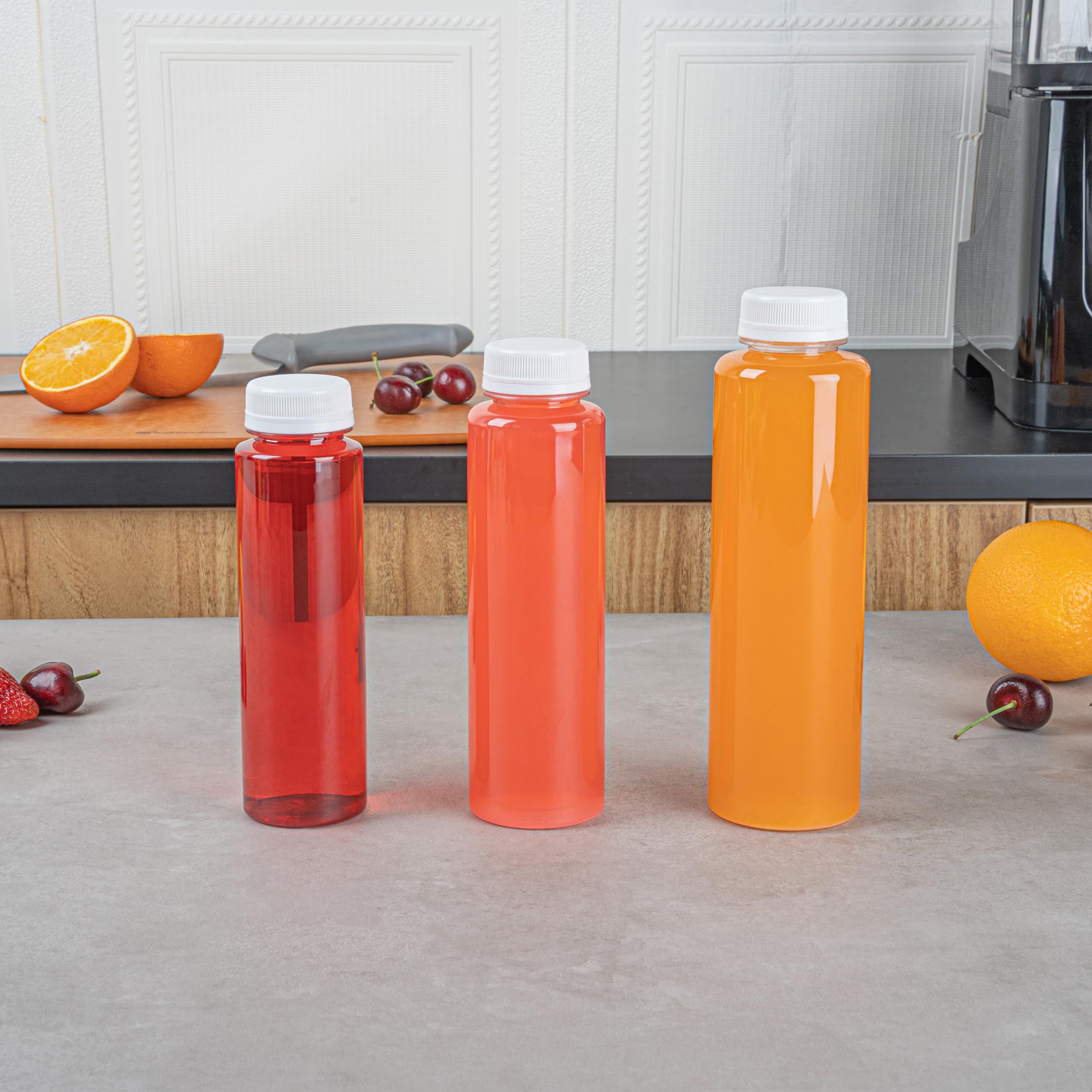 12oz Clear Plastic Juice Bottles with Safety Cap - 100 Pack Recyclable Empty Beverage Containers for Juicing, Milk Tea, Smoothies & More | Perfect for Restaurants, Cafes & Home Use