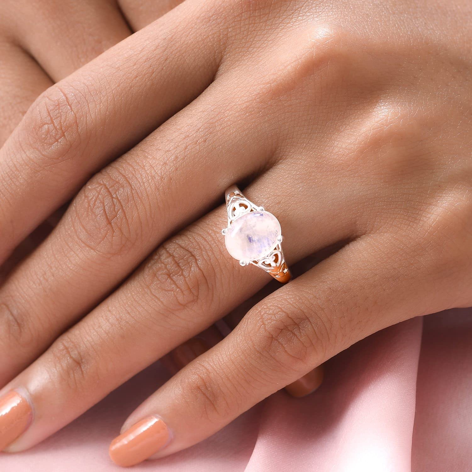 Rainbow Moonstone Ring 925 Sterling Silver - Elegant Wedding & Birthday Gift for Women | Perfect for Bridesmaids, Anniversary, Mother's Day & Special Occasions