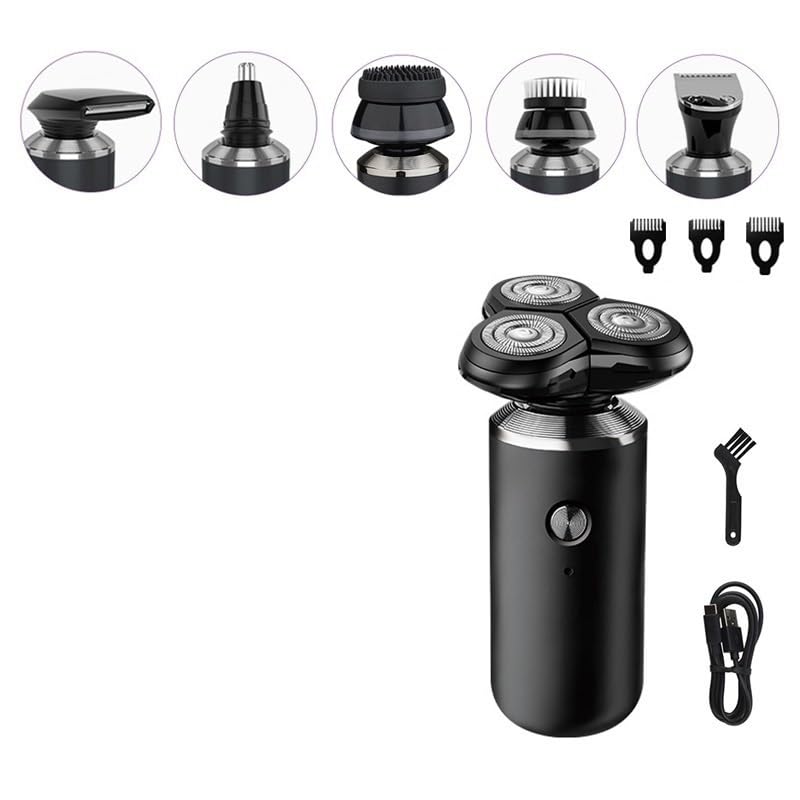 6-in-1 Electric Shaver for Bald Men - Rechargeable Wet/Dry Head Shaver with Beard & Nose Trimmer - Complete Grooming Kit for Smooth Shaving at Home, Travel & Gym