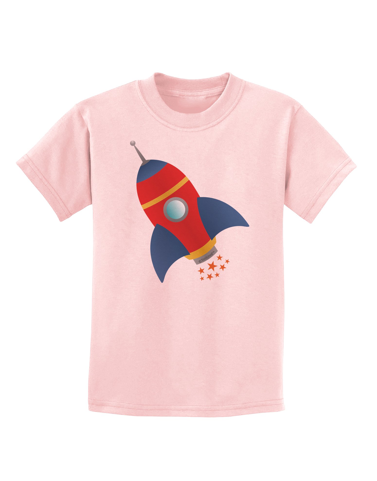 TooLoud Space Rocket Ship and Stars Kids' T-Shirt - Fun Astronaut Themed Cotton Tee for Boys & Girls - Perfect for School, Playdates & Space-Themed Birthday Parties