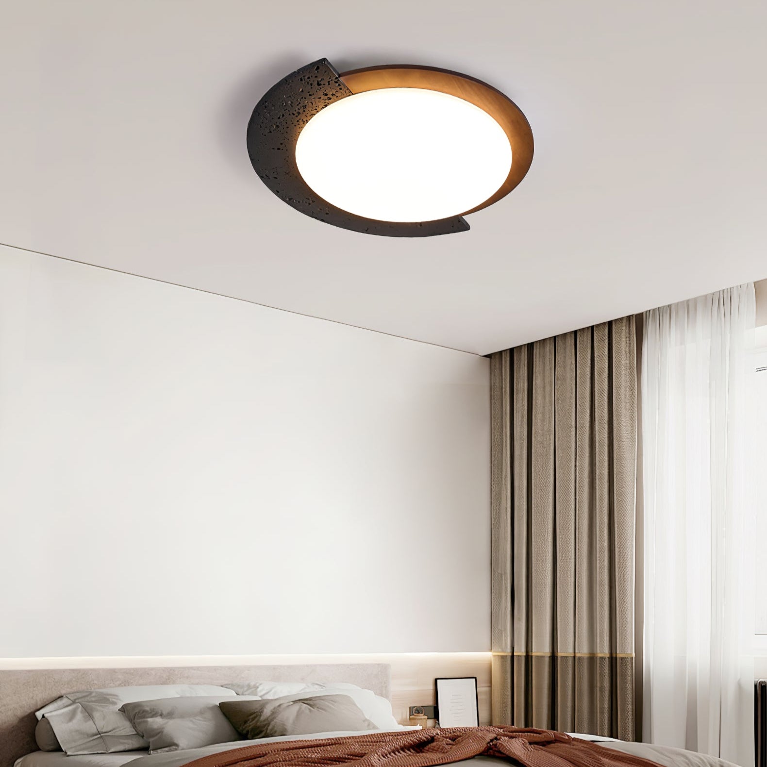 Blackhole Stone Ceiling Light Fixture - Modern LED Chandelier for Living Room, Bedroom & Dining Room | Dimmable Hanging Light for Home Decor & Interior Design