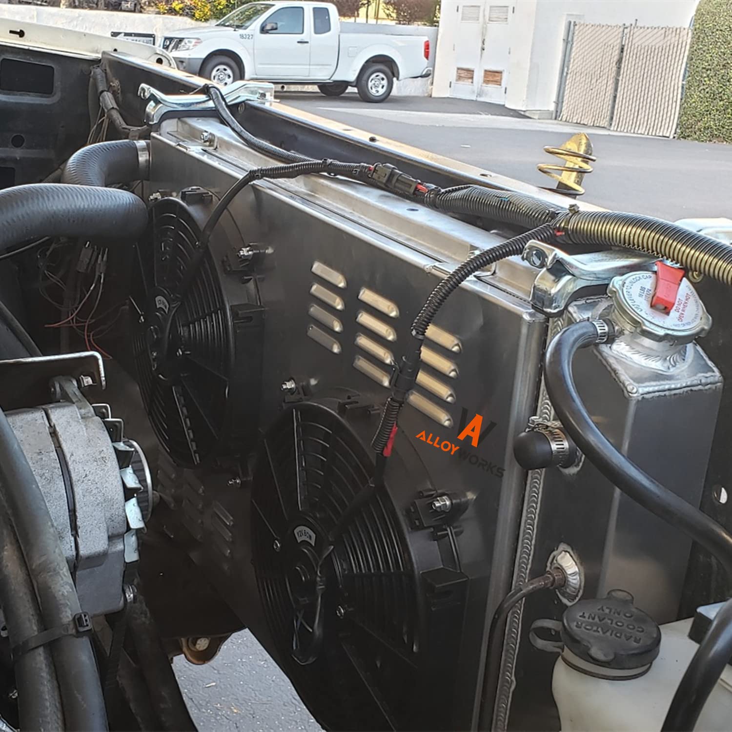 **ALLOYWORKS CU716 Full Aluminum Radiator & Dual 12'' Fan Shroud with Relay Kit for 1973-1991 Chevy C/K 10 20 30 Series & GMC Trucks, Pickup, Blazer, Suburban, Jimmy - Compatible with Multiple V8 Models (3-Row, AT/MT) - Perfect for Off-Roading, Towing & High-Performance Cooling**