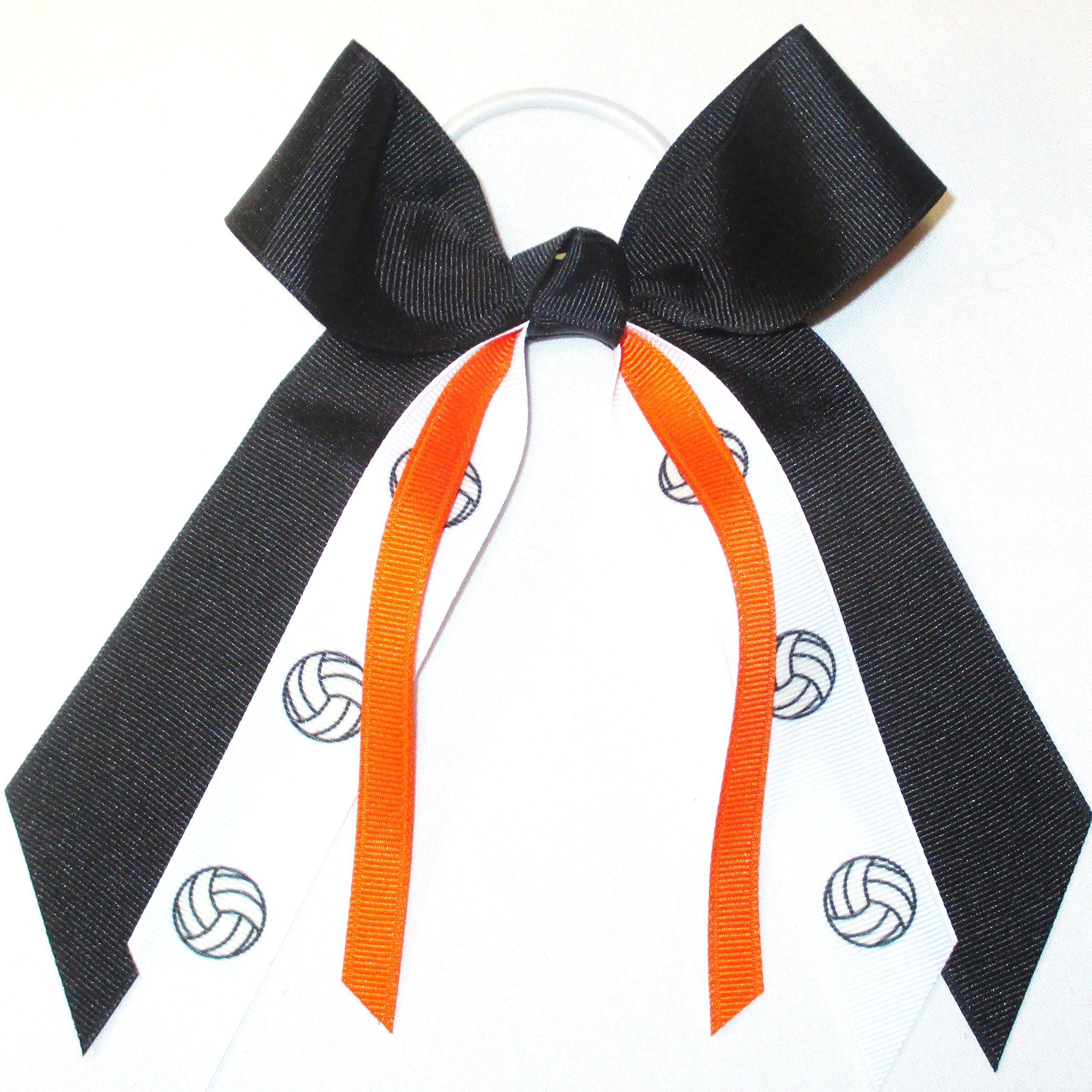 Volleyball Hair Bow - White Pony Bands for Sports & Games