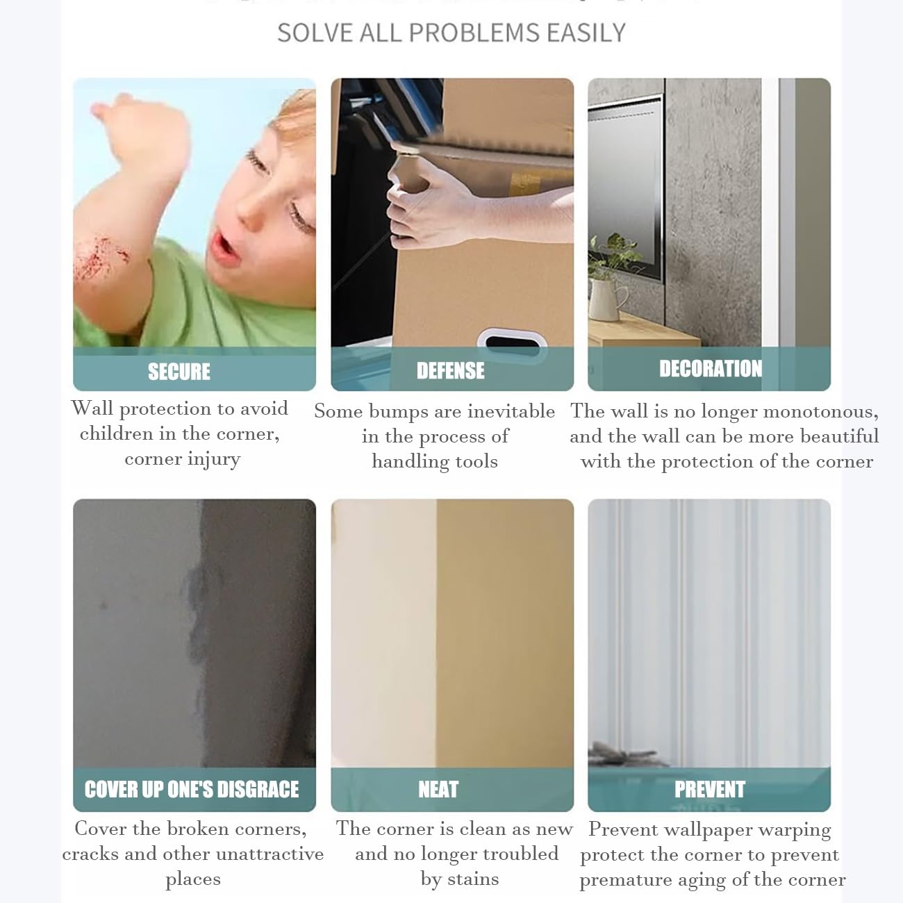 Self-Adhesive Wall Corner Protector - 180x2.5cm (71x0.98in) Clear Corner Guards for Wall Protection from Furniture Damage - Ideal for Home, Office & Nursery Safety