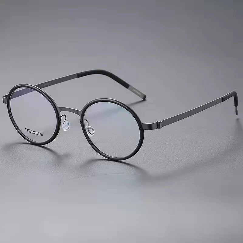 Unisex Full Rim Round Screwless Titanium Acetate Eyeglasses 9707 - Lightweight & Durable Glasses for Men & Women - Perfect for Reading, Work, and Everyday Fashion