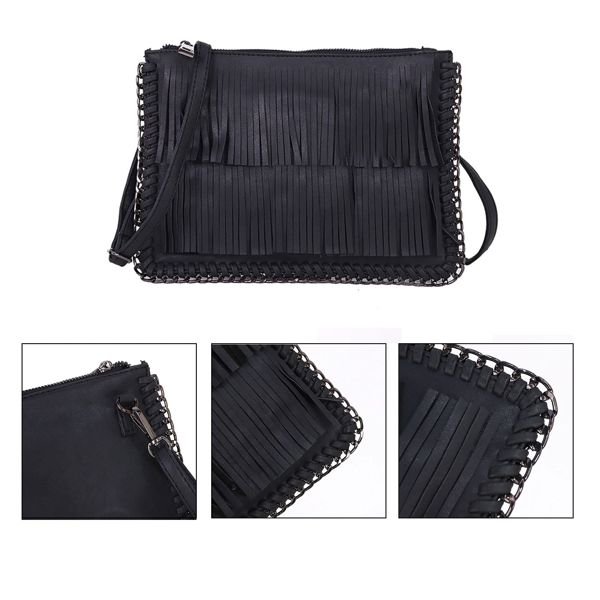 Bohemian Fringe Tassel Messenger Bag for Women - Vintage Hippie Shoulder Bag & Crossbody Purse - Perfect for Music Festivals, Travel and Casual Outings