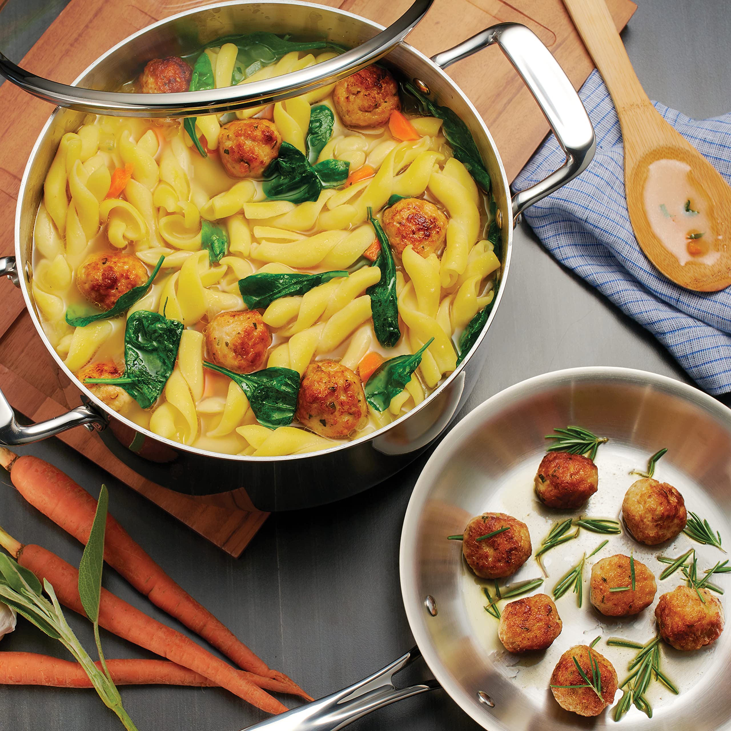 Tramontina 14-Piece Stainless Steel Tri-Ply Clad Cookware Set with Glass Lids (80116/1013DS) - Perfect for Home Cooking, Professional Kitchens & Gift Giving