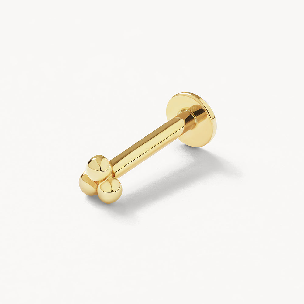 10k Gold Triple Ball Helix Single Stud Earring - Minimalist Jewelry for Women, Perfect for Everyday Wear & Gifts