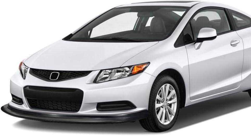 2012 Honda Civic 4 Door Front Bumper Lip Spoiler - MDA Style PU Black Front Lip for Enhanced Aerodynamics & Sporty Look | Perfect for Car Enthusiasts & Street Racing