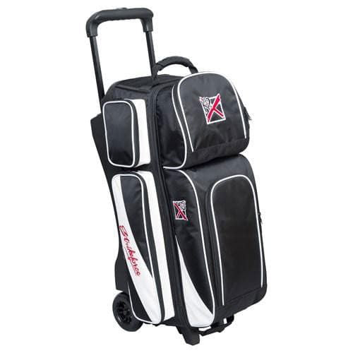 KR Strikeforce Fast Triple Roller Bowling Bag - Black/White - Durable & Lightweight for Tournaments & League Play