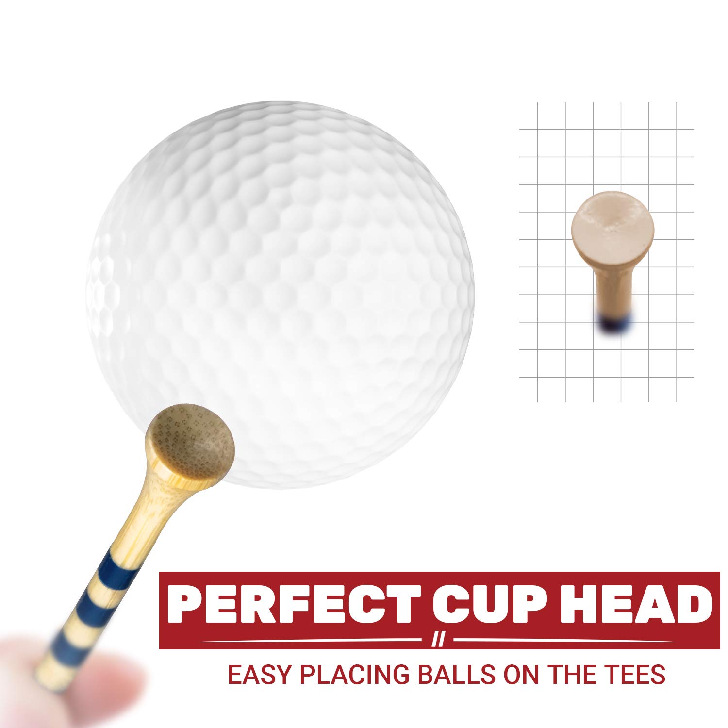 Premium Bamboo Golf Tees Set - 4 Sizes (1.5