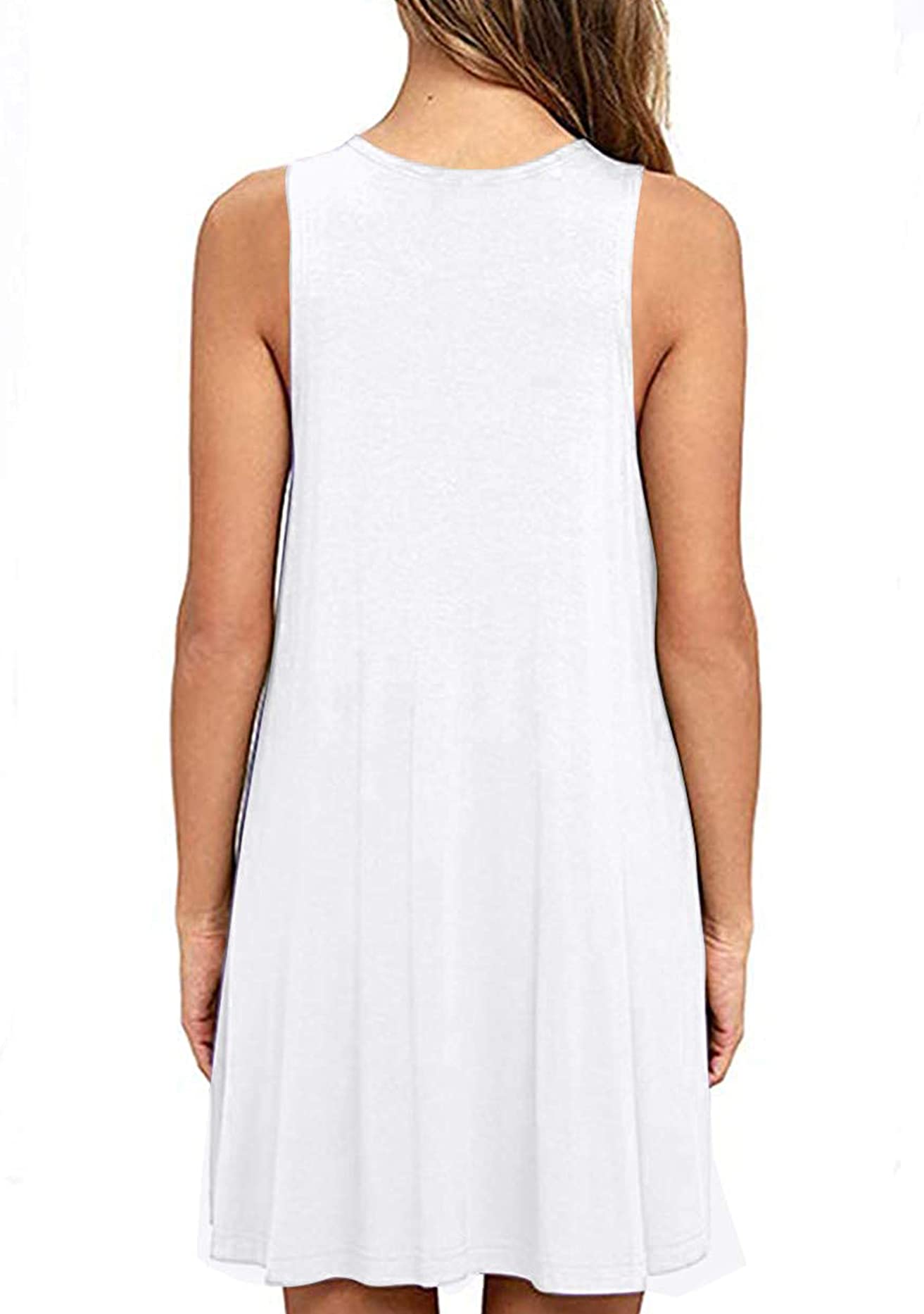 OMZIN Women's Sleeveless Swing Dress - Summer Flared Tank Mini Dress with Pockets | Casual Beach Wear, Vacation Outfit, Party Dress for Women