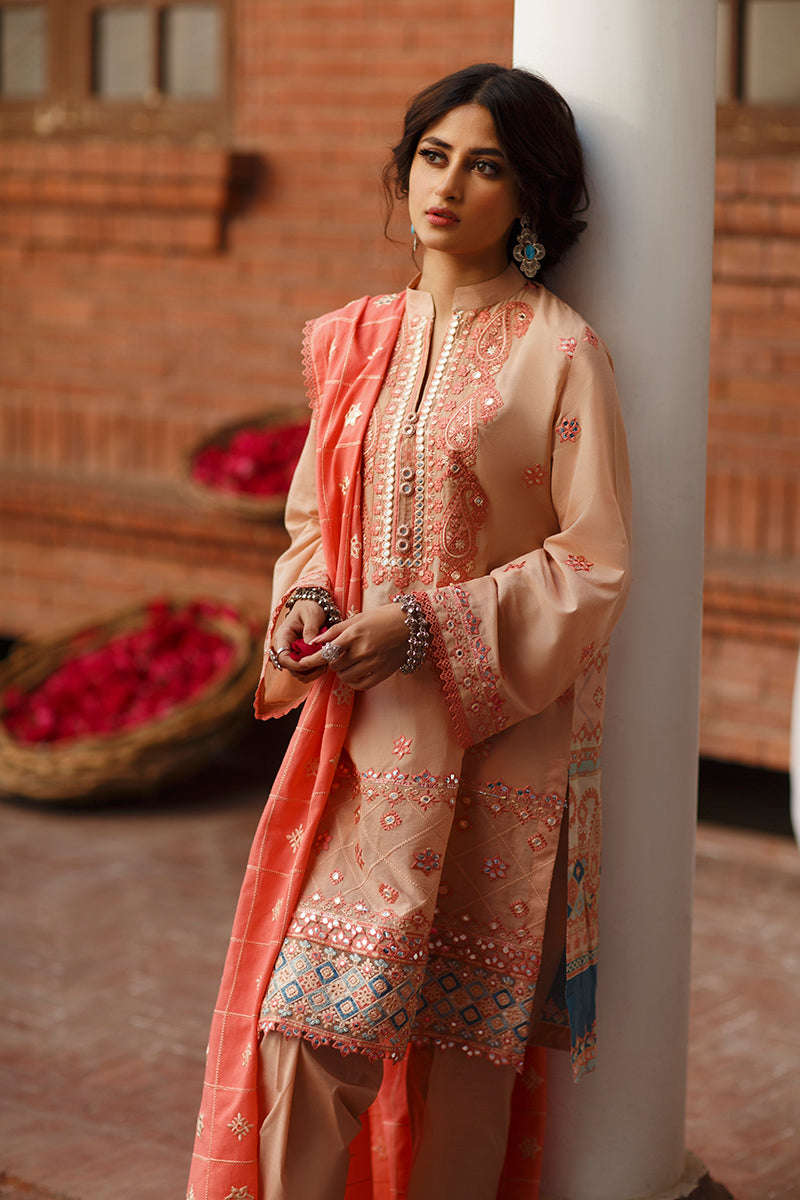 MISTY BREEZE Embroidered Lawn 3-Piece Set - Lightweight Floral Summer Outfit for Women | Perfect for Beach Vacations, Garden Parties & Casual Daywear