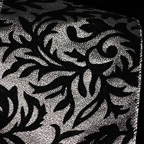 Silver and Black Chicago Velvet/Lamé Wired Craft Ribbon - 5