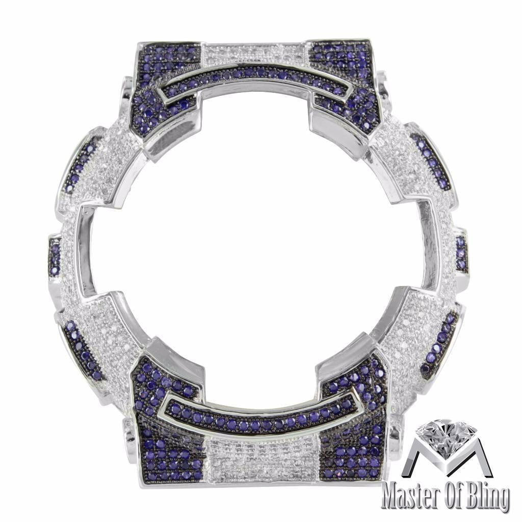 G Shock GA110 Watch - Purple & White Bezel with Lab Diamond Accents, White Gold Finish | Stylish Men's Digital Sports Watch for Outdoor & Casual Wear