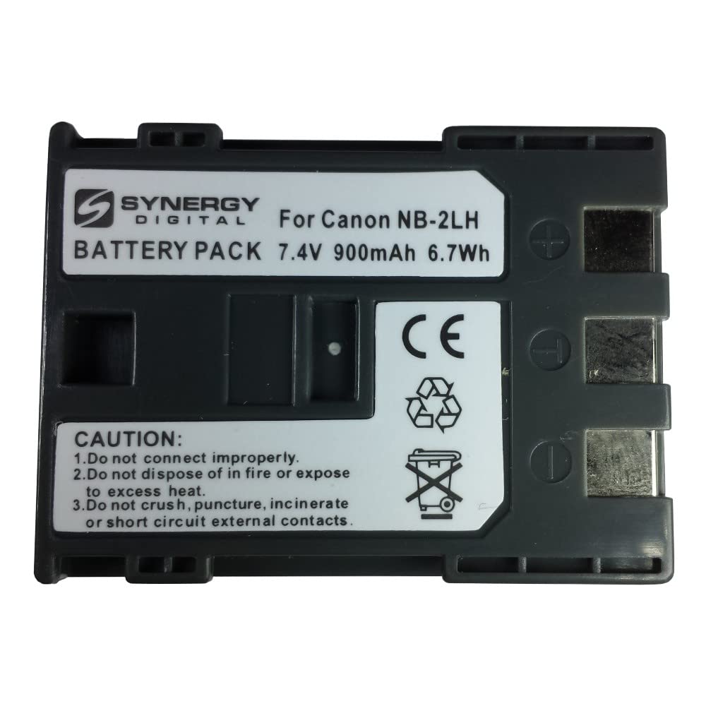 Synergy Digital Camcorder Batteries - 3-Pack Li-ion 7.4V 900mAh Replacement for Canon NB-2L & VIXIA HFR10 Camcorder | Perfect for Travel Vlogging, Family Events & Professional Video Recording