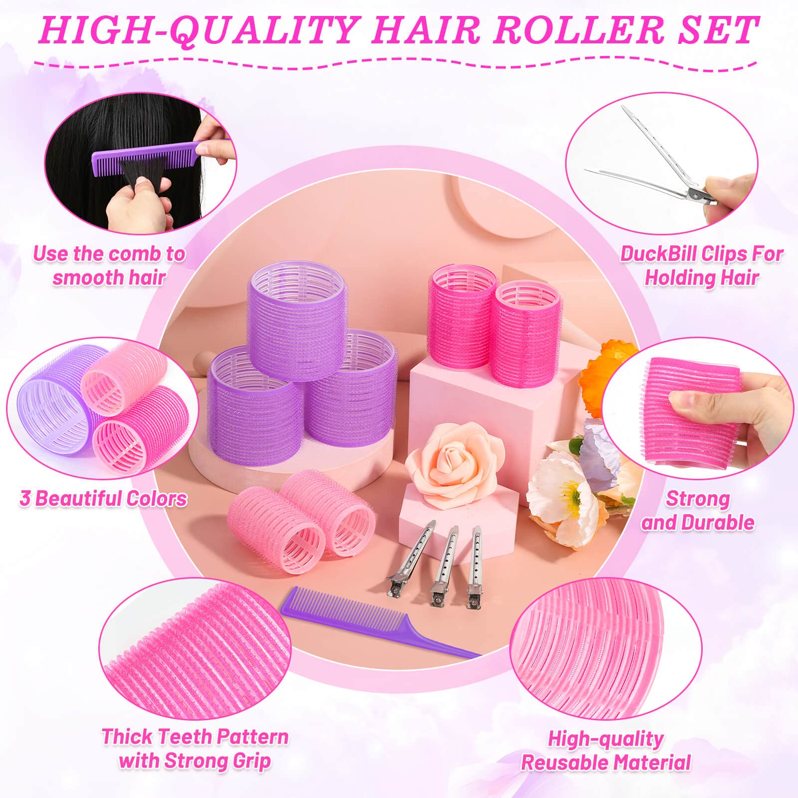 Best Hair Rollers Set for Curly & Wavy Styles - Heatless Curling Rods for Long & Short Hair - Perfect for Home Styling, Salon Use & Special Occasions