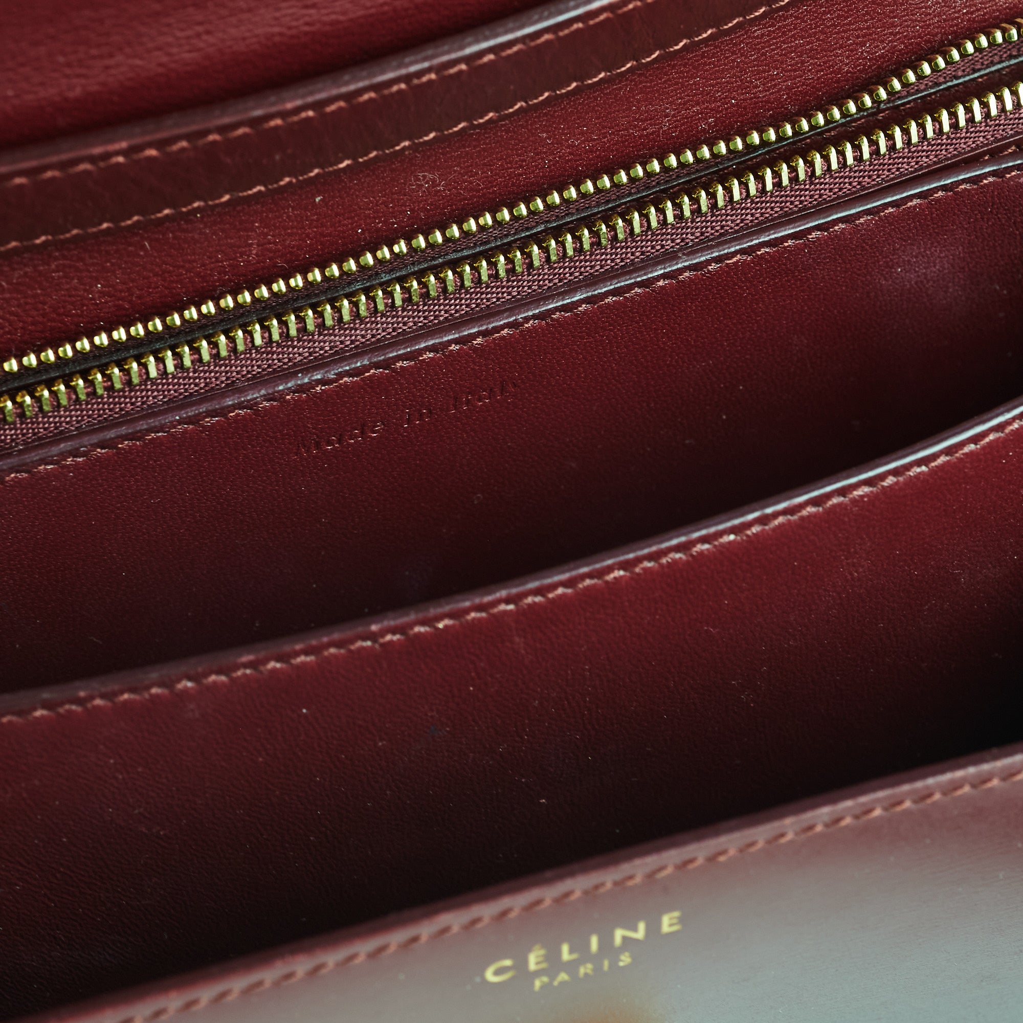 Celine Box Medium Burgundy Leather Crossbody Bag - Luxury Designer Handbag for Women | Perfect for Work, Travel & Evening Events