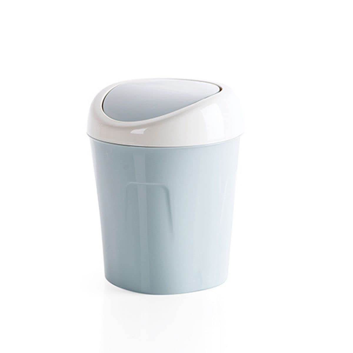 Mini Trash Can with Lid - Small Desktop Waste Bin for Home & Office, Swing-Top Tiny Garbage Can for Countertops, Bedroom, Bathroom, Car - Blue (Perfect for Desks, Nightstands, and Small Spaces)