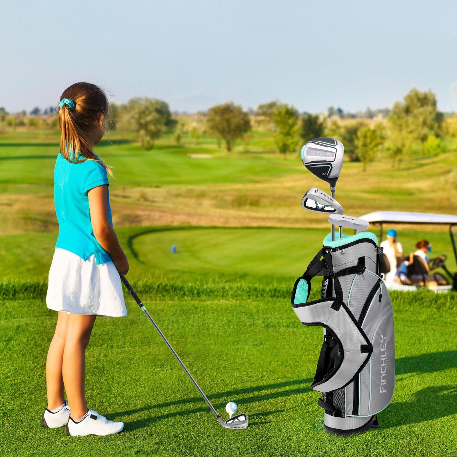 FINCHLEY Kids Golf Clubs Set for Boys & Girls Ages 4-7 - Right Handed Junior Golf Set with Driver, 7 Iron, 9 Iron & Putter - Perfect for Backyard Practice, Mini Golf & Beginner Training