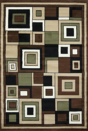 Modern Brown Geometric Area Rug 5'x7' - Nairobi Collection for Living Room, Bedroom & Kitchen - Soft & Durable Home Decor for Cozy Spaces