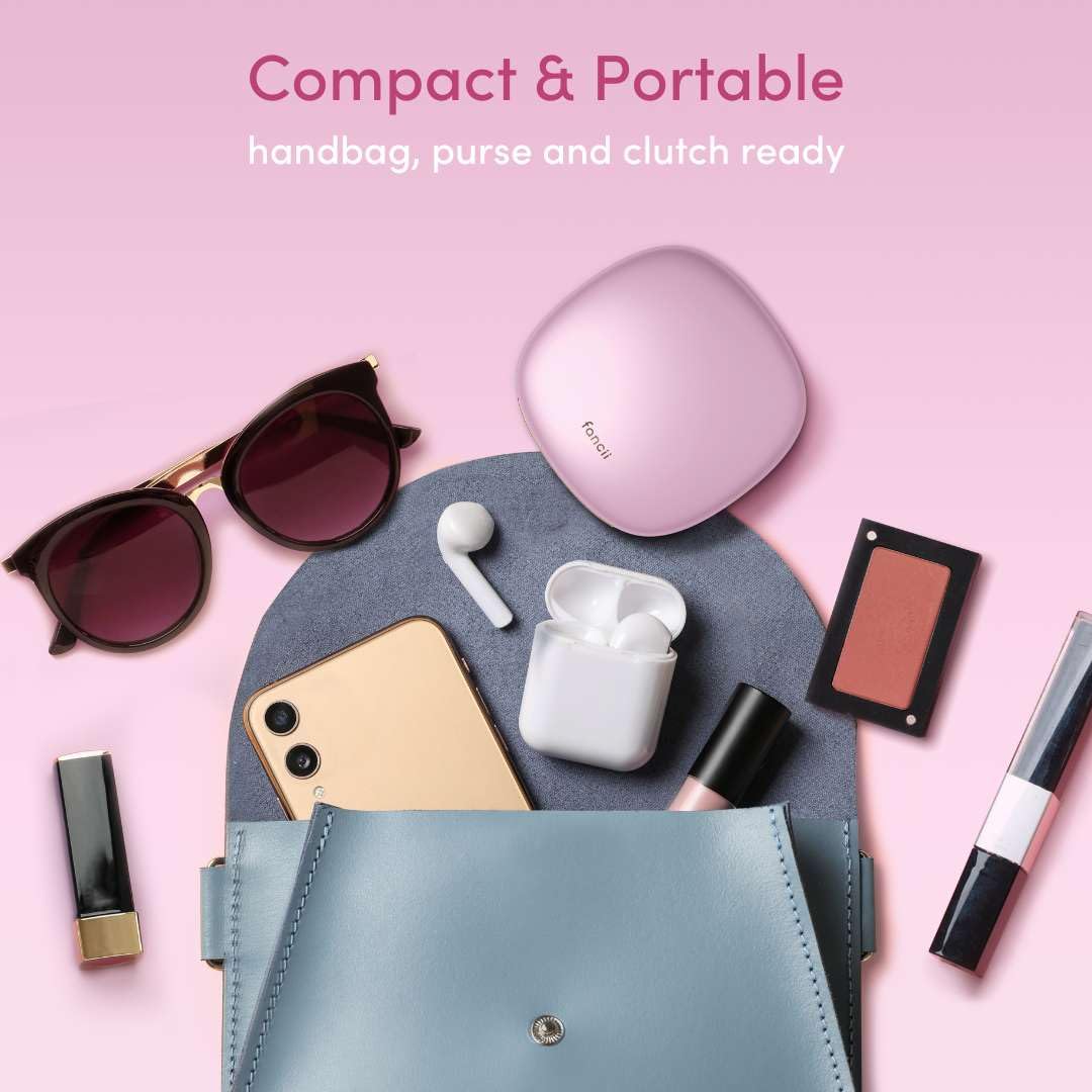 Fancii Mila Rechargeable LED Makeup Mirror with Dimmable Lights, 1x & 10x Magnification, True Natural Daylight - Portable Vanity Mirror for Travel, Home, Bathroom & Dressing Table (Pink)